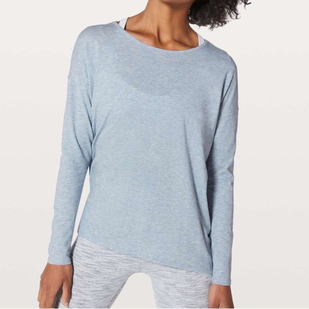 LULULEMON Women Size 8 Medium Heathered Starlight Back Into It Long Sleeve Tee - Picture 2 of 7